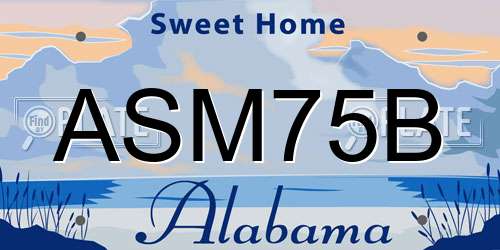 ASM75B Alabama License Plate