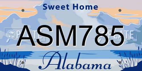 ASM785 Alabama License Plate