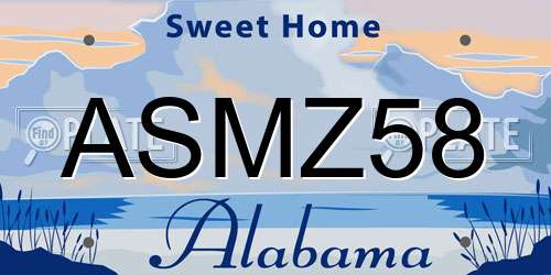 ASMZ58 Alabama License Plate