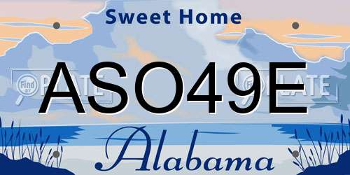 ASO49E Alabama License Plate