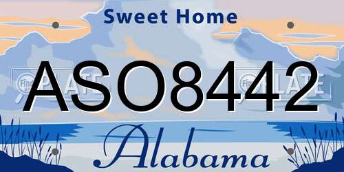 ASO8442 Alabama License Plate