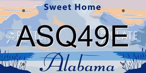 ASQ49E Alabama License Plate