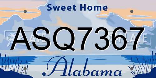 ASQ7367 Alabama License Plate