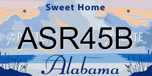 ASR45B Alabama License Plate