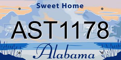 AST1178 Alabama License Plate