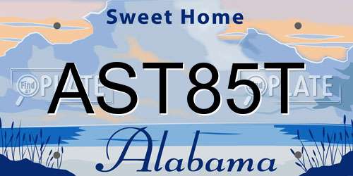 AST85T Alabama License Plate