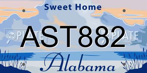 AST882 Alabama License Plate