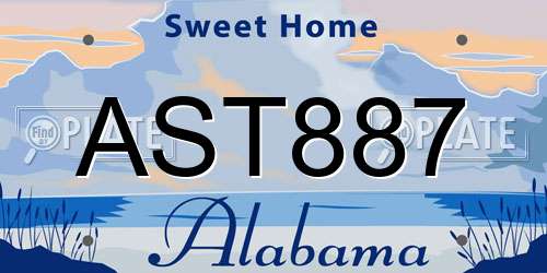 AST887 Alabama License Plate