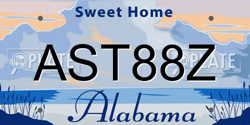 AST88Z Alabama License Plate