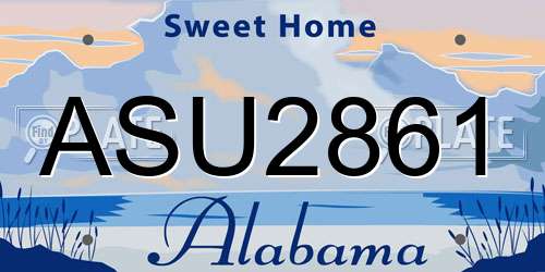 ASU2861 Alabama License Plate