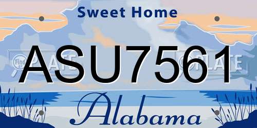 ASU7561 Alabama License Plate