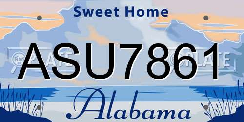 ASU7861 Alabama License Plate