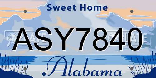 ASY7840 Alabama License Plate