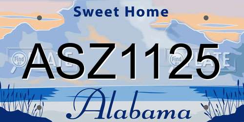 ASZ1125 Alabama License Plate