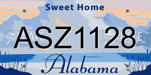 ASZ1128 Alabama License Plate