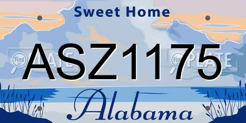 ASZ1175 Alabama License Plate