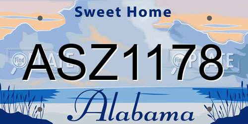 ASZ1178 Alabama License Plate