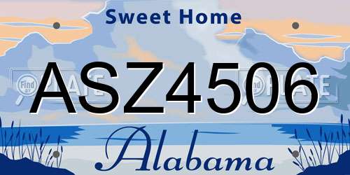 ASZ4506 Alabama License Plate