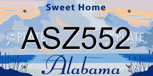 ASZ552 Alabama License Plate