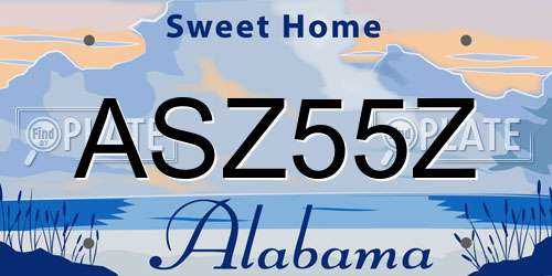 ASZ55Z Alabama License Plate