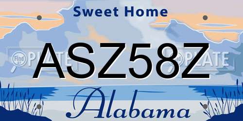 ASZ58Z Alabama License Plate