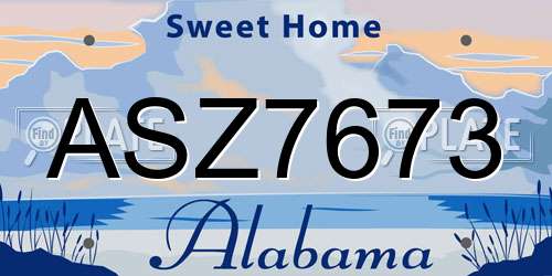 ASZ7673 Alabama License Plate