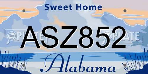 ASZ852 Alabama License Plate
