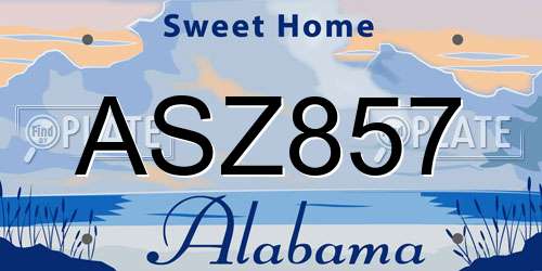 ASZ857 Alabama License Plate