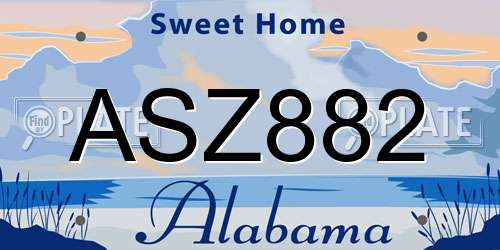 ASZ882 Alabama License Plate