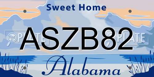 ASZB82 Alabama License Plate