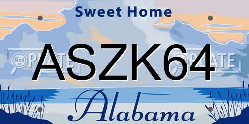 ASZK64 Alabama License Plate