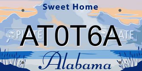 AT0T6A Alabama License Plate
