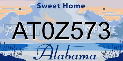 AT0Z573 Alabama License Plate