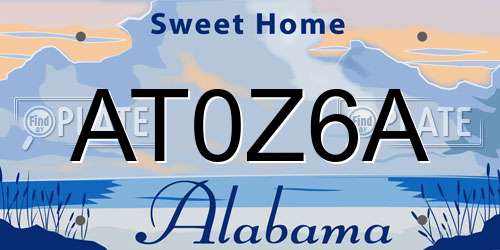 AT0Z6A Alabama License Plate