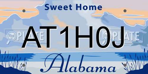 AT1H0J Alabama License Plate