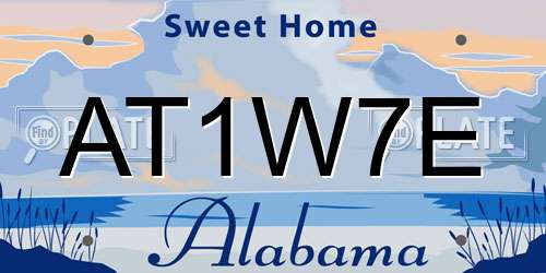 AT1W7E Alabama License Plate