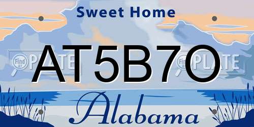AT5B7O Alabama License Plate