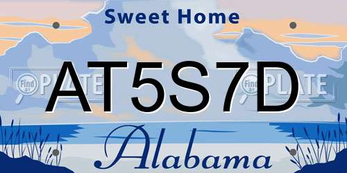 AT5S7D Alabama License Plate