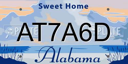 AT7A6D Alabama License Plate