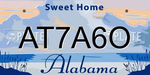 AT7A6O Alabama License Plate