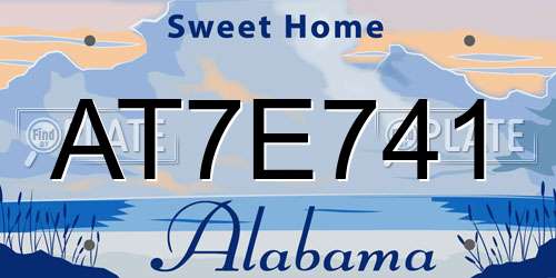 AT7E741 Alabama License Plate