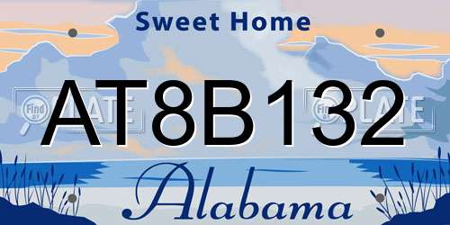 AT8B132 Alabama License Plate