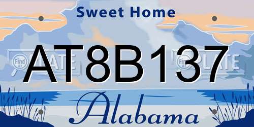 AT8B137 Alabama License Plate