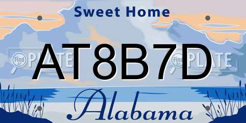 AT8B7D Alabama License Plate