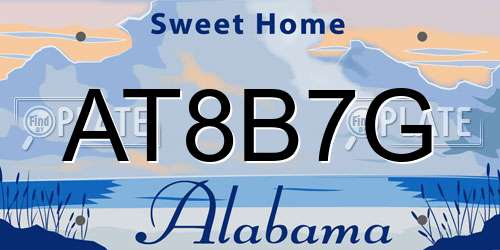 AT8B7G Alabama License Plate
