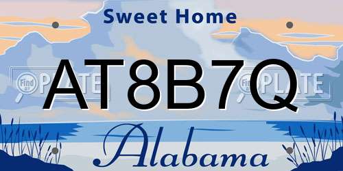 AT8B7Q Alabama License Plate