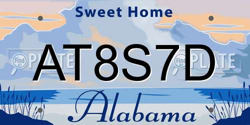AT8S7D Alabama License Plate