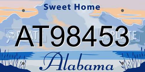 AT98453 Alabama License Plate
