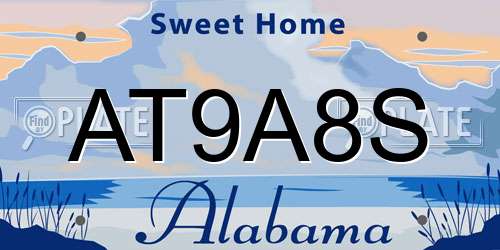 AT9A8S Alabama License Plate