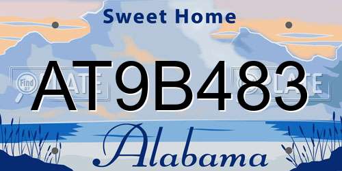 AT9B483 Alabama License Plate